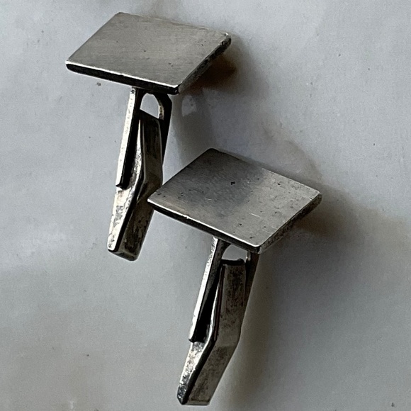 Vintage 925 Sterling Silver Rectangle Engravable Cufflinks 12g marked 38 - Picture 2 of 8